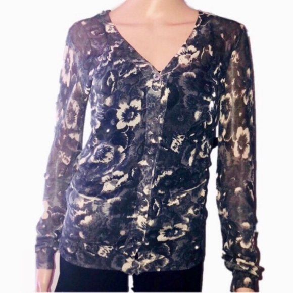 VERA WANG Lavender Label Sheer Floral Cardigan - Picture 5 of 5